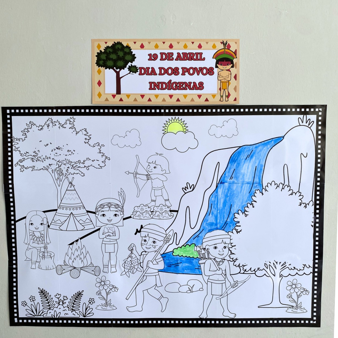 Painel para colorir Povos Indígenas