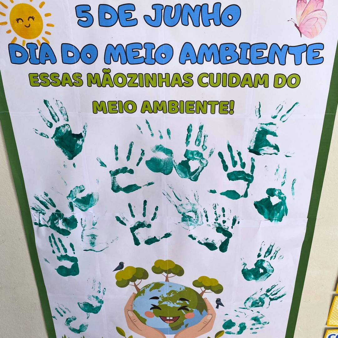 Painel essas mãozinhas cuidam do meio ambiente