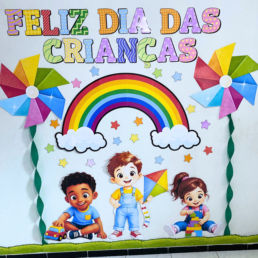 Painel dia das crianças arco-íris